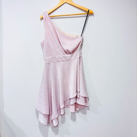 Michael Costello Howell Pink One-Shoulder Ruffle Sparkle Dress | Medium * - Picture 2 of 9